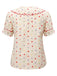1950er Bunte Polka Dot Spitzenkragenbluse