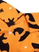 Schwarzes 1950er Halloween Kürbis Fledermaus Trägerkleid