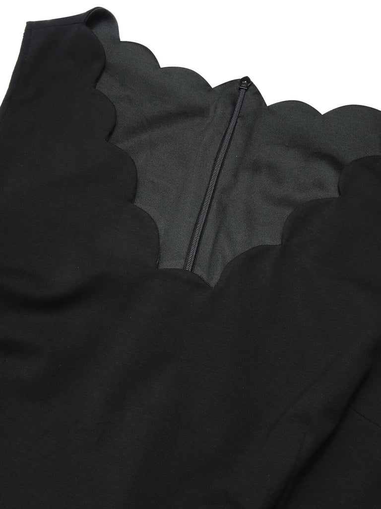 Schwarz & Orange 1950er Halloween Fledermaus ärmelloses Kleid