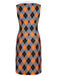 Orangefarbenes 1960er Farbblock-Argyle-Shiftkleid