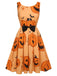 Orangefarbenes ärmelloses 1950er Halloween-Kleid mit Perlenstickerei