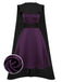 2PCS 1950s Deep Purple Kleid & Schwarzer Fledermausmantel