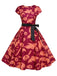 Rotes 1950er Halloween Geisterkleid mit Schleife