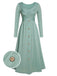 Grünes 1950er V-Ausschnitt Brustkreuzträger Kleid