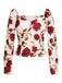 1960er Weihnachten Französisch Rose Floral geschlitzt Bluse