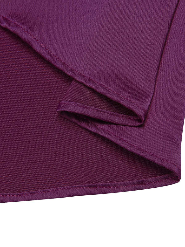 [Vorverkauf] Dunkelviolett 1950er Spitze Patchwork V-Ausschnitt Kleid