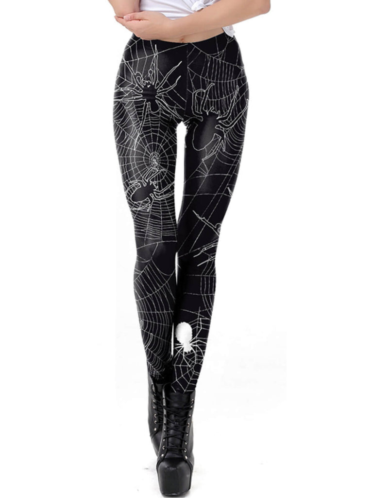 Schwarze Halloween Spinnennetz Leggings