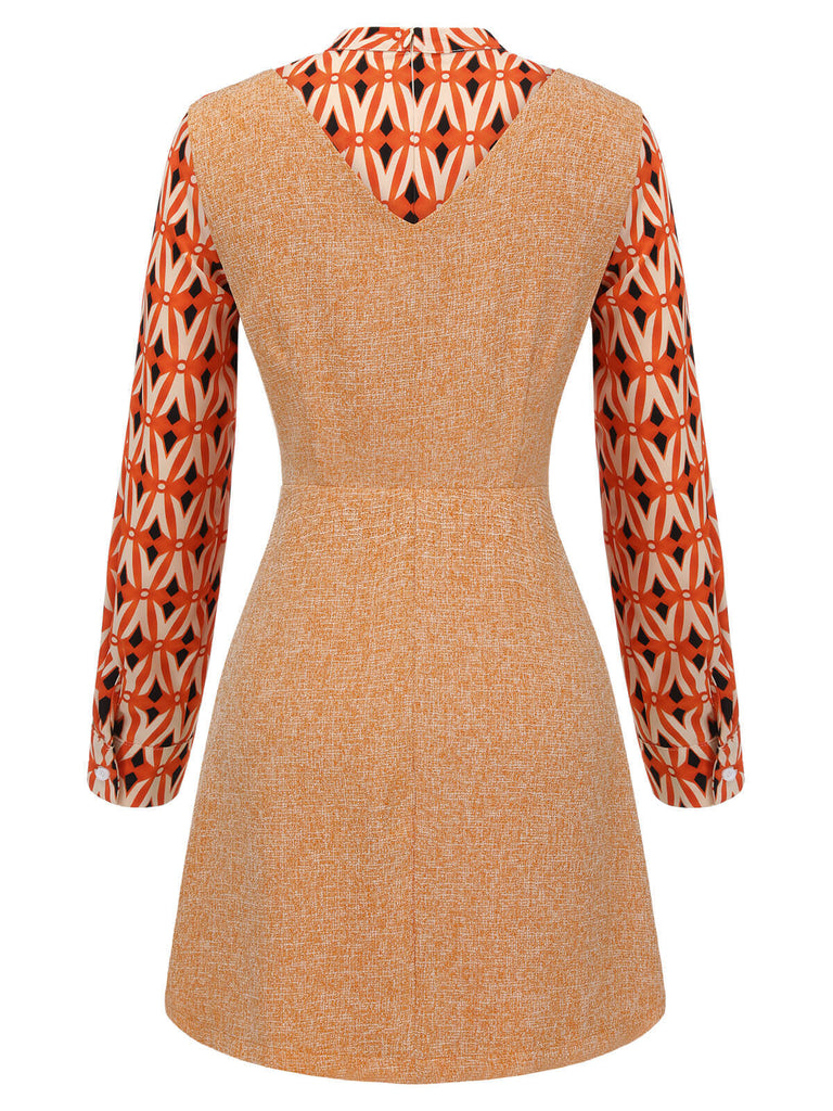 2 Stück orangefarbene Bluse aus den 1960er und Minikleid aus Tweed