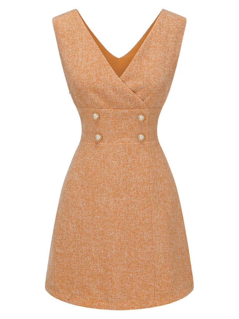 2 Stück orangefarbene Bluse aus den 1960er und Minikleid aus Tweed