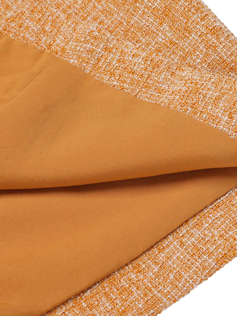 2 Stück orangefarbene Bluse aus den 1960er und Minikleid aus Tweed