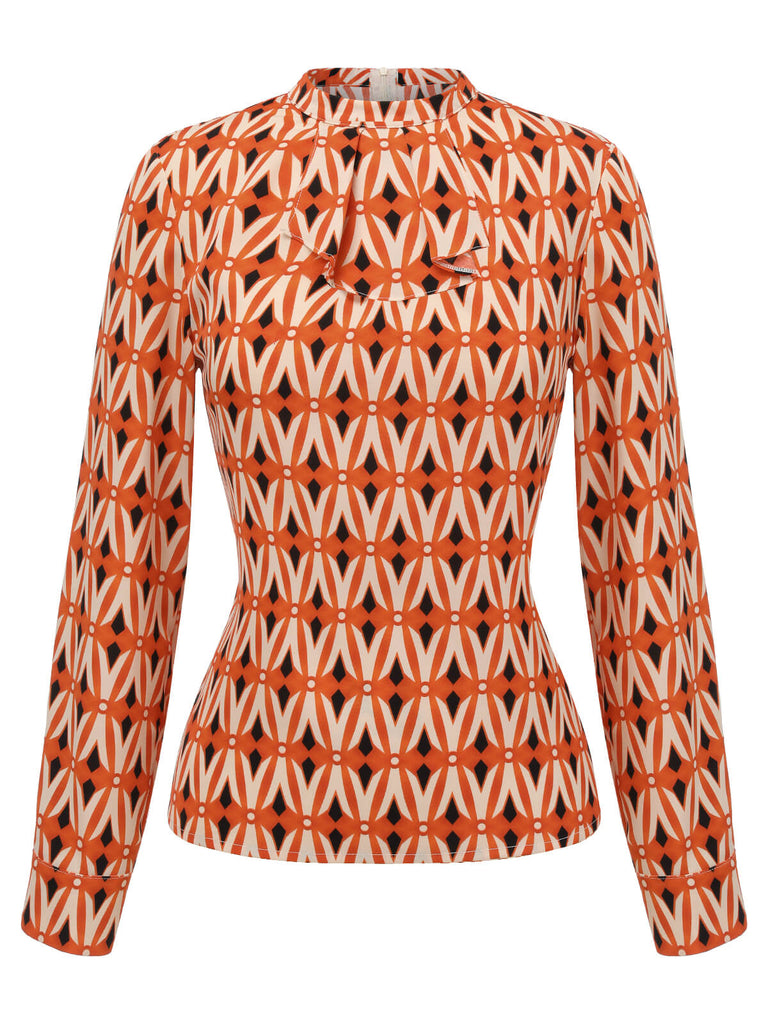 2 Stück orangefarbene Bluse aus den 1960er und Minikleid aus Tweed