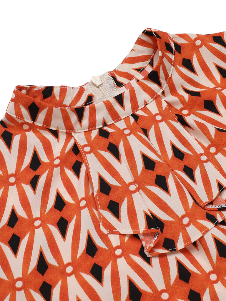2 Stück orangefarbene Bluse aus den 1960er und Minikleid aus Tweed