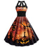 Rot 1950er Halloween Halter Patchwork Swing Kleid