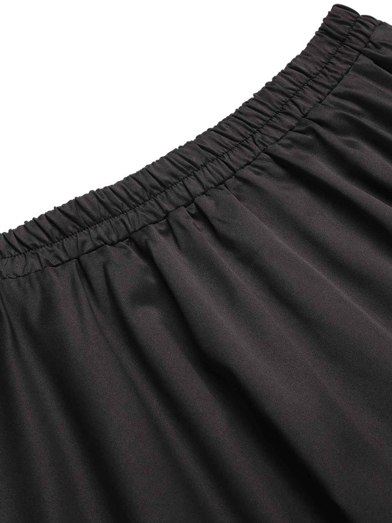 Schwarzer 1950er elastischer Taille Faltenrock