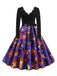 Lila 1950er Halloween Kürbis Swing Kleid