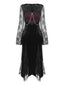 Schwarz 1960er Halloween Schlitz Spitze Kleid