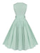 Mintgrün 1950er V-Ausschnitt Gestreiftes Kleid