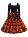 Orange 1950er Halloween Kürbis Swing Kleid