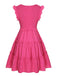 Rosa 1960er V-Ausschnitt Plissee Rüschen Kleid
