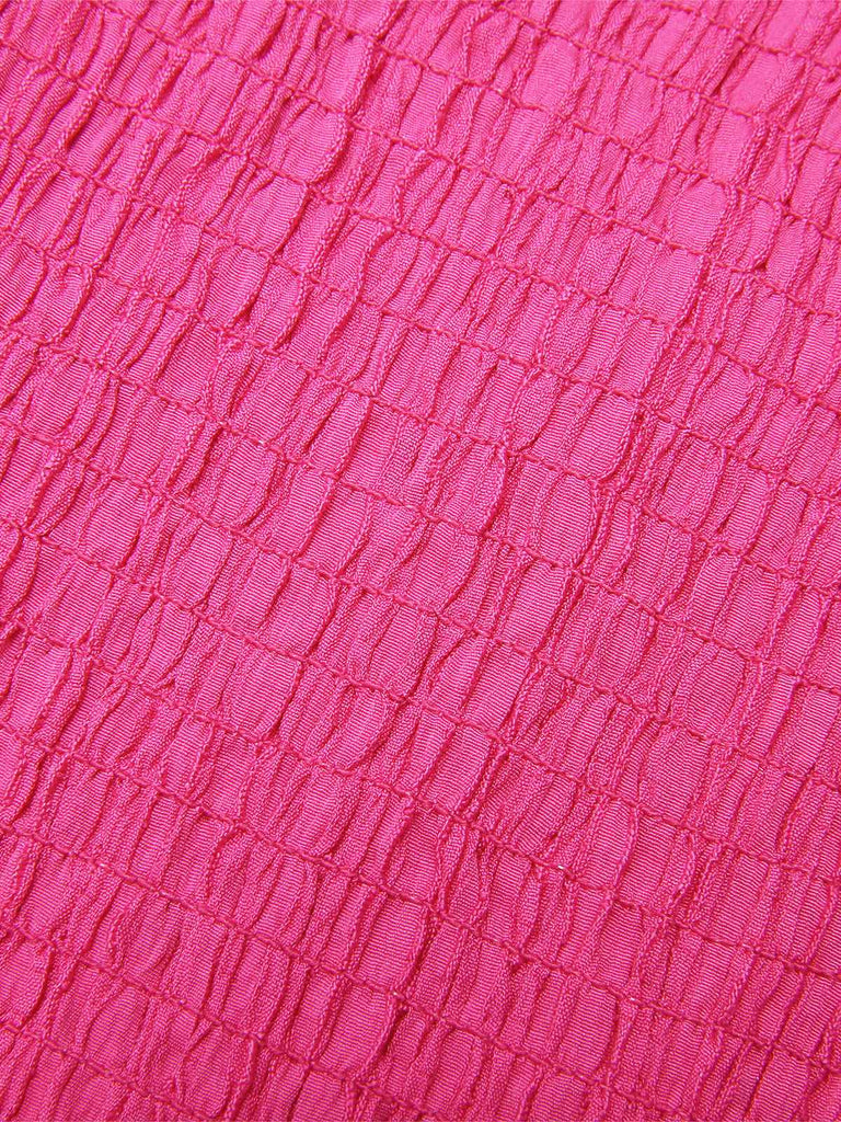 Rosa 1960er V-Ausschnitt Plissee Rüschen Kleid