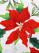 Rotes 1950er Weihnachtsblumenkleid mit Zottelmuster