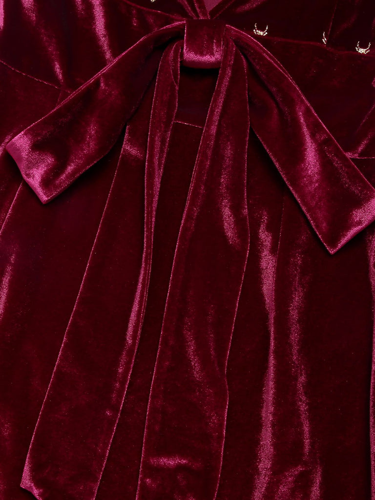 Weinrotes 1960er Elchschleife Samtkleid