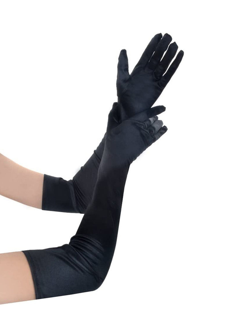 Rot Vintage Solid Satin Lange Handschuhe