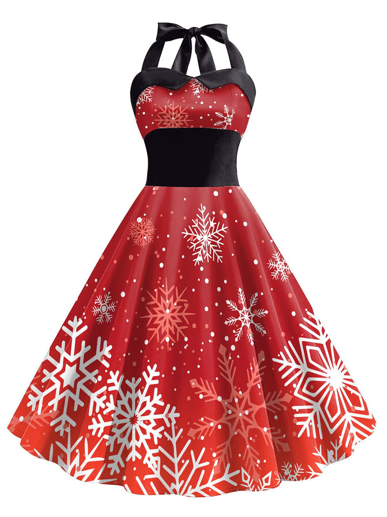 Rot 1950er Weihnachten Schneeflocke Halter Kleid