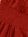 1950er Solid Smocked Taille Off-Shoulder Kleid