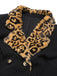 Schwarz 1950er Leopard Revers Tasche Mantel