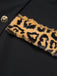 Schwarz 1950er Leopard Revers Tasche Mantel
