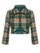 Grün 1950er Revers Schottisches Plaid Kurze Jacke