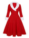 Grün 1950er Weihnachten Patchwork Kleid