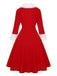 Grün 1950er Weihnachten Patchwork Kleid