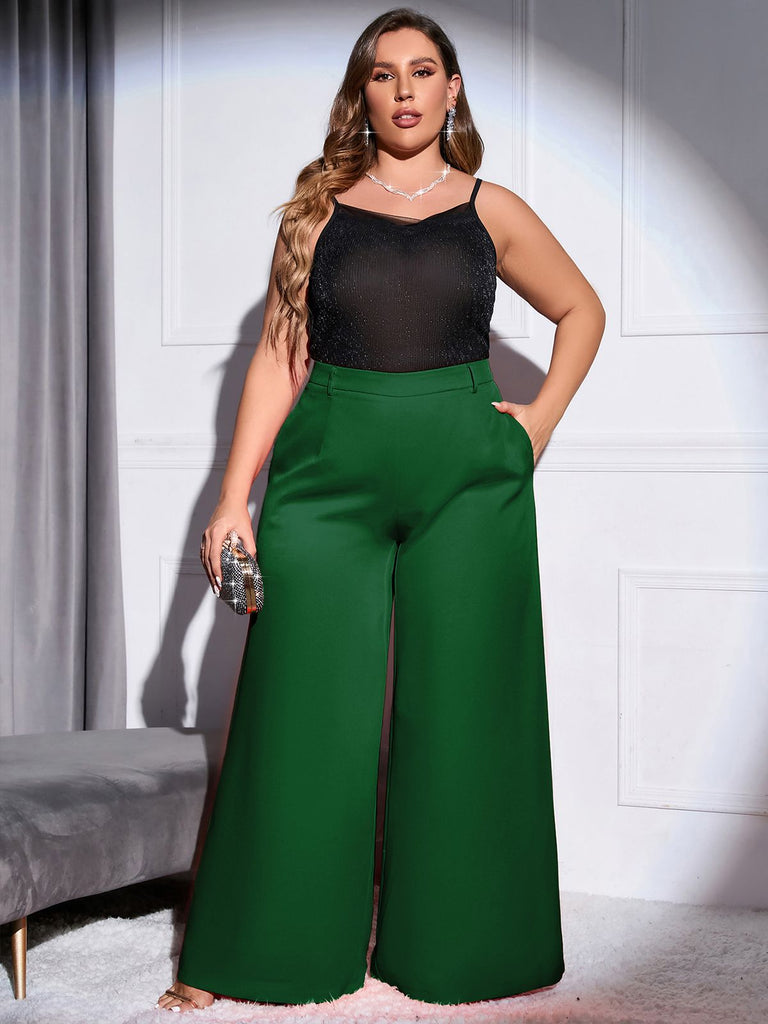 [Übergröße] 1930er Solid Wide Leg Shift Pants