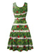 1950er Jahre Weihnachten Print gestricktes ärmelloses Kleid