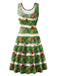 1950er Jahre Weihnachten Print gestricktes ärmelloses Kleid