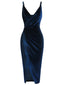 Königsblau 1960er Samt V-Ausschnitt Trägerkleid