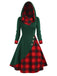 Schwarz & Orange 1950er Weihnachten Plaids Kapuzenkleid