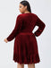 [Übergröße] 1950er V-Ausschnitt Samt Eingezogener Taille Kleid