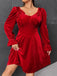 [Übergröße] Rot 1950er Samt Taille Swing Kleid
