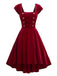 [Vorverkauf] Weinrot 1950er Herzknöpfen Solides Kleid