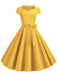 1950er Retro Solide Gürtel Swing Kleid