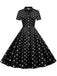 1950er Bogen Gestreiftes Kragen Punkten Swing Kleid