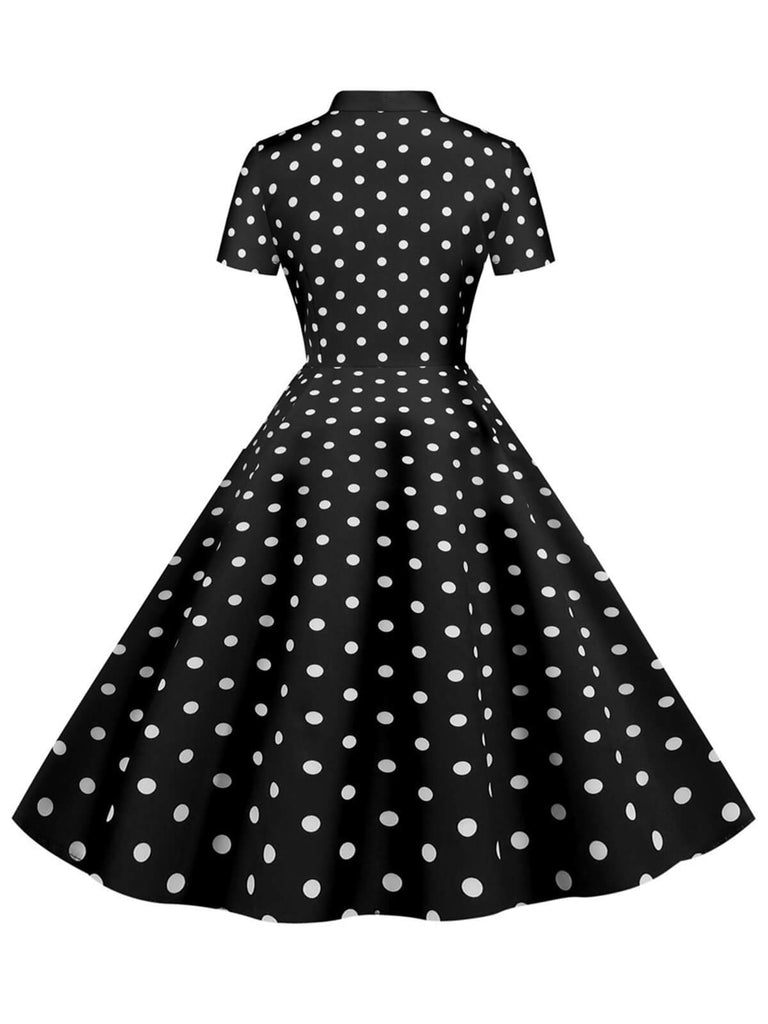 1950er Bogen Gestreiftes Kragen Punkten Swing Kleid
