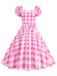 1950er Puffärmel Schnürung Swing Kleid