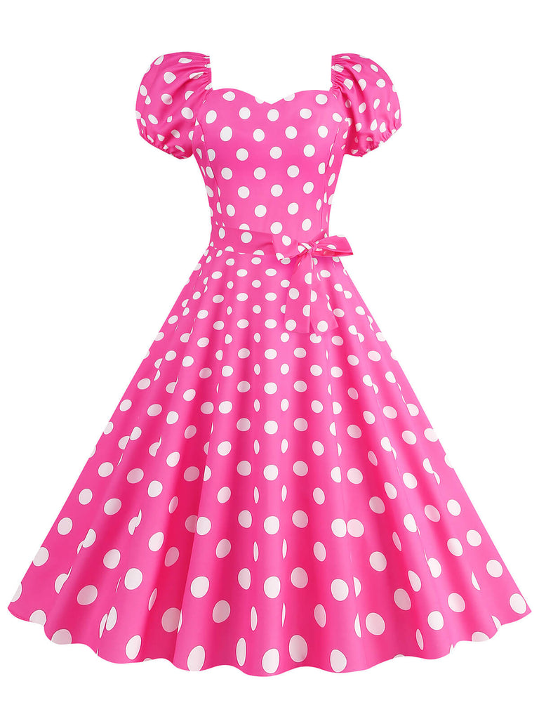 1950er Puffärmel Schnürung Swing Kleid