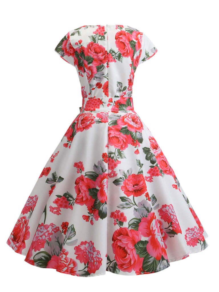 1950er Retro Blumen Swing Kleid