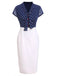 [Vorverkauf] Blau & Weiß 1960er Polka Dot Langen Ärmeln Kleid