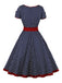 1950er Kontrast Polka Dot Geknöpftes Kleid